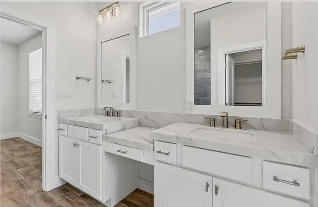 a bathroom with a bathtub