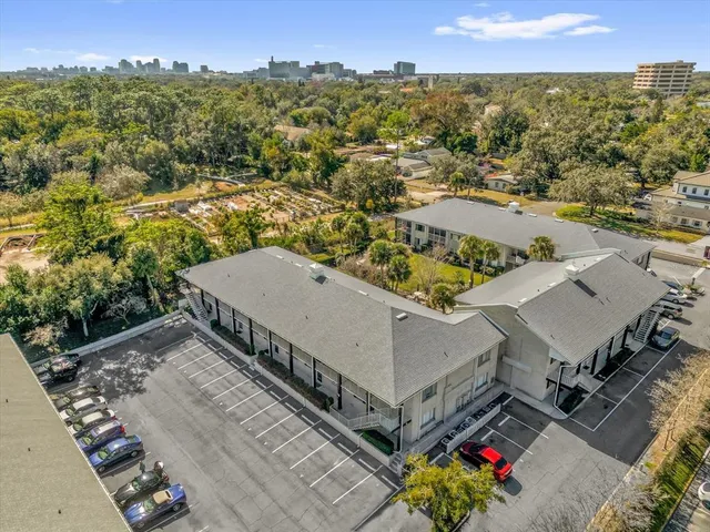 an aerial view of a house