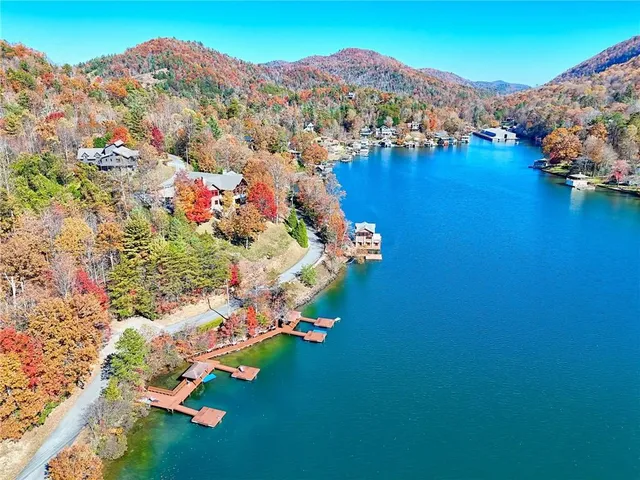 a view of a lake with a mountain in the background