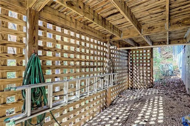 a view of a town with mountains in the background