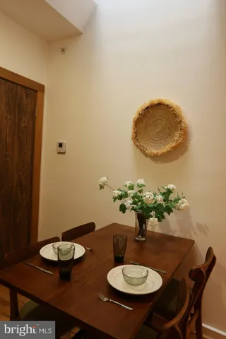 a table and chairs in a room