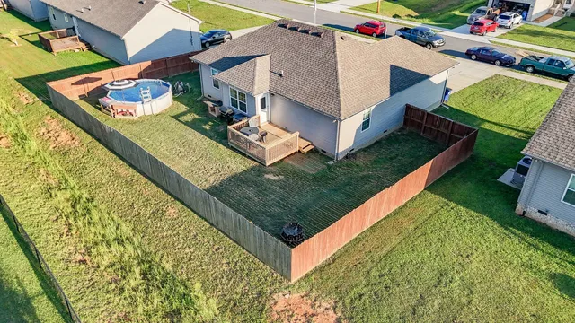 an aerial view of a house