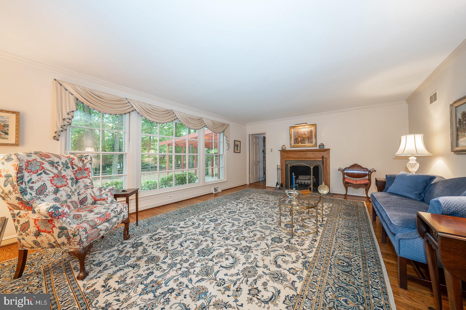 726 Woodcrest Road Wayne, PA 19087 - Photo 6 of 27 Living Room with a Picture Window & Fireplace