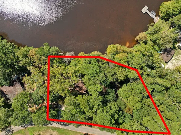 a view of a lake with houses