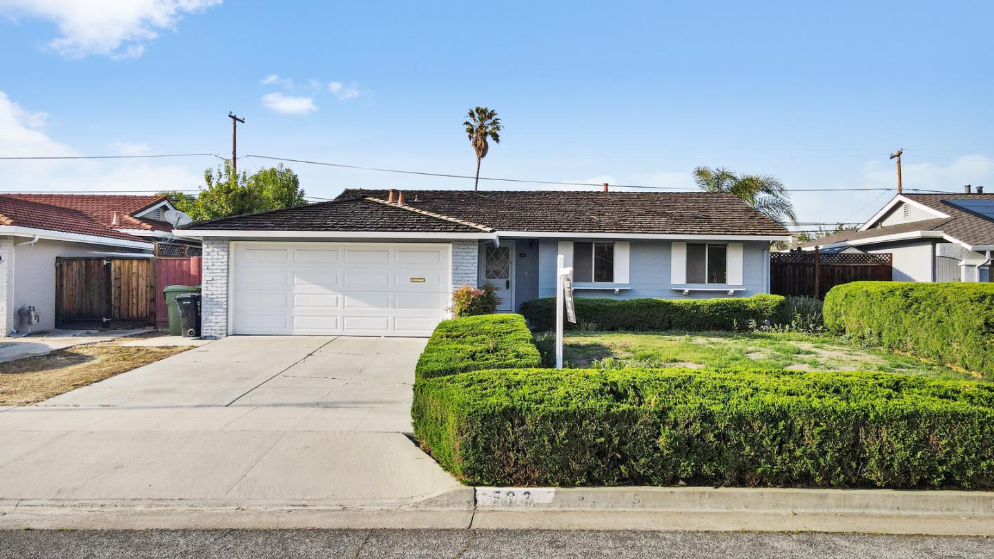 a house view with a garden space