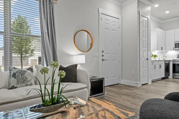 a living room with furniture