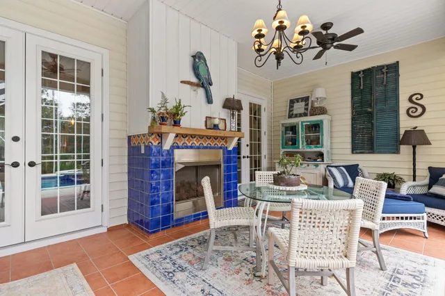 a view of a swimming pool with a lounge chair