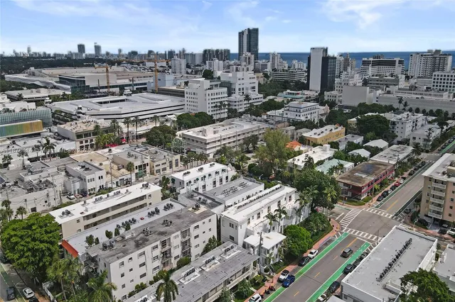 a city view with tall buildings