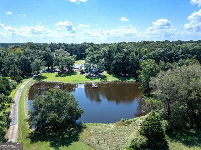 a view of a house with backyard and a tree