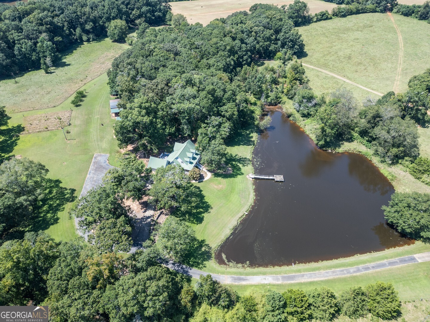 925 Highway 36 East Jackson, GA 30233 - Photo 75 of 90 an aerial view of a house with a yard and lake view