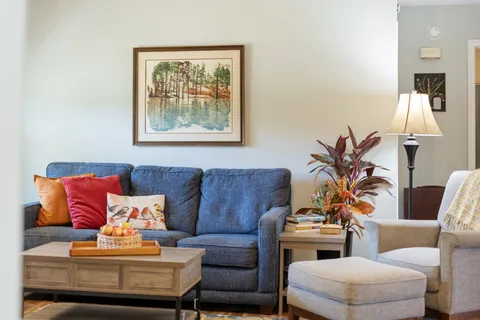 a living room with furniture and a couch