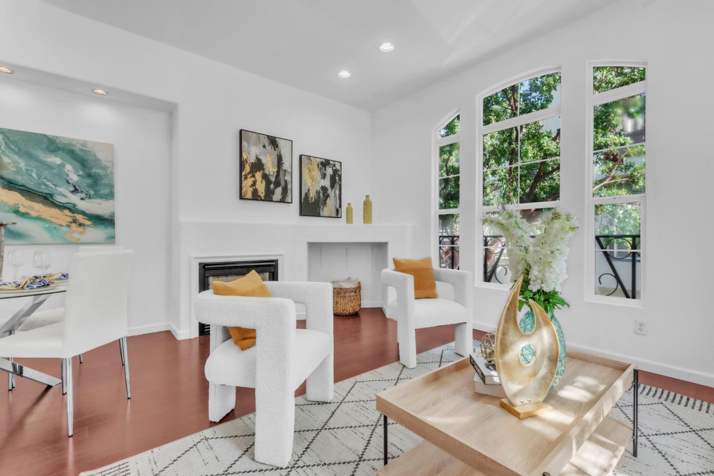 845 Fire Walk Milpitas, CA 95035 - Photo 8 of 40 a living room with fireplace furniture and a potted plant