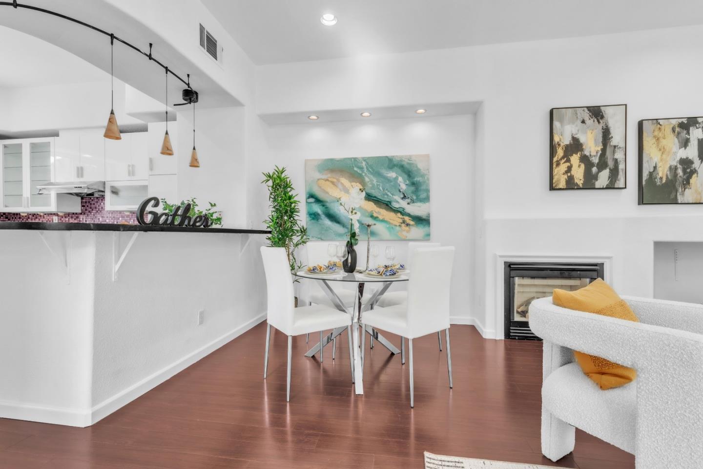 845 Fire Walk Milpitas, CA 95035 - Photo 9 of 40 a dining room with furniture a floor to ceiling window and wooden floor