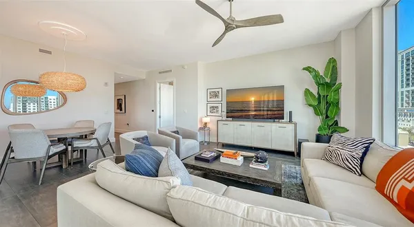 a living room with furniture and a flat screen tv
