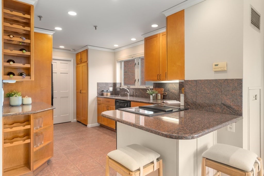 350 North Street, Unit 400 Boston, MA 02113 - Photo 8 of 24 a kitchen with stainless steel appliances granite countertop a sink and a refrigerator