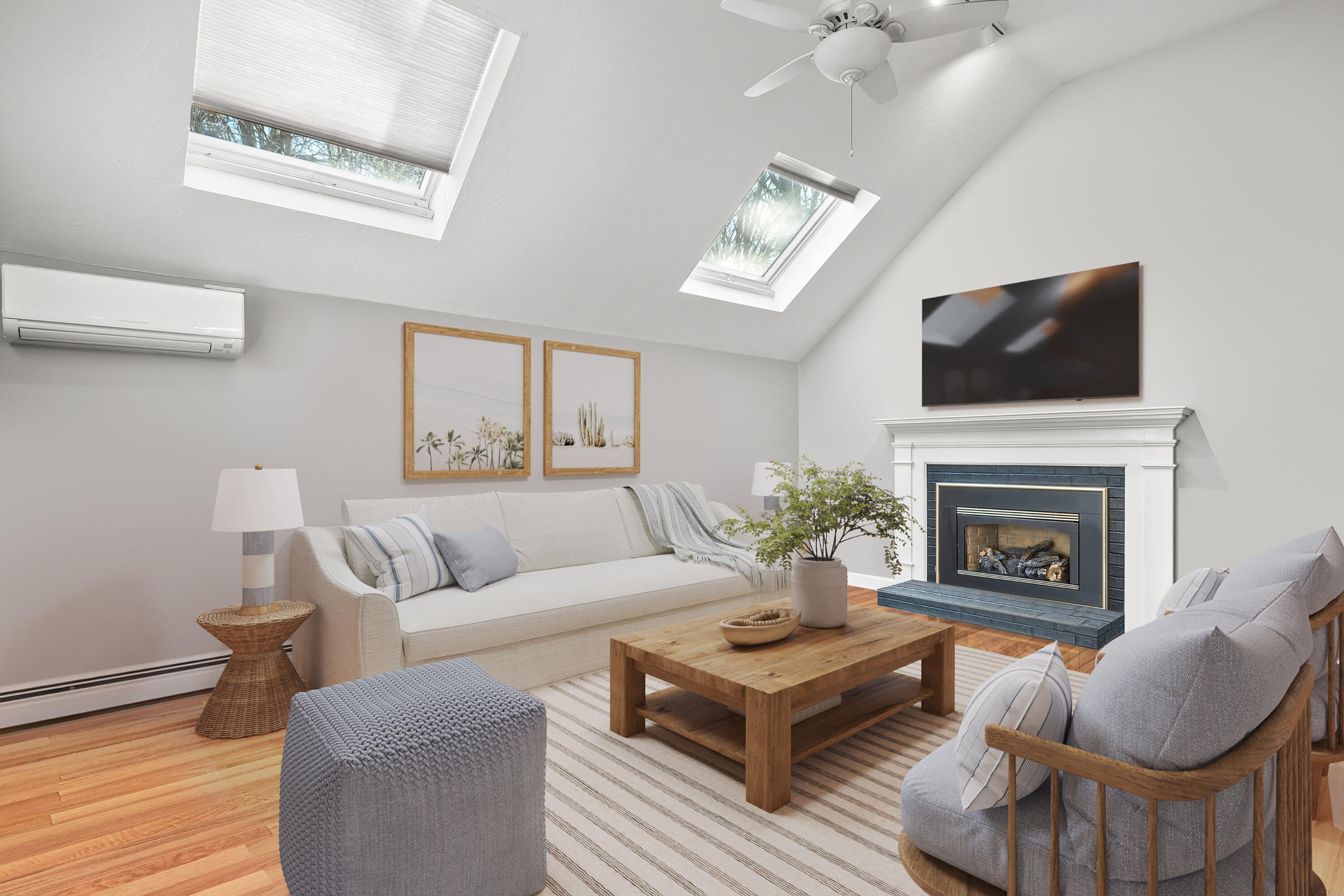 56 Allan Road West Barnstable, MA 02668 - Photo 12 of 21 a living room with furniture a fireplace and a flat screen tv