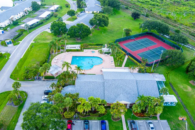 an aerial view of a house