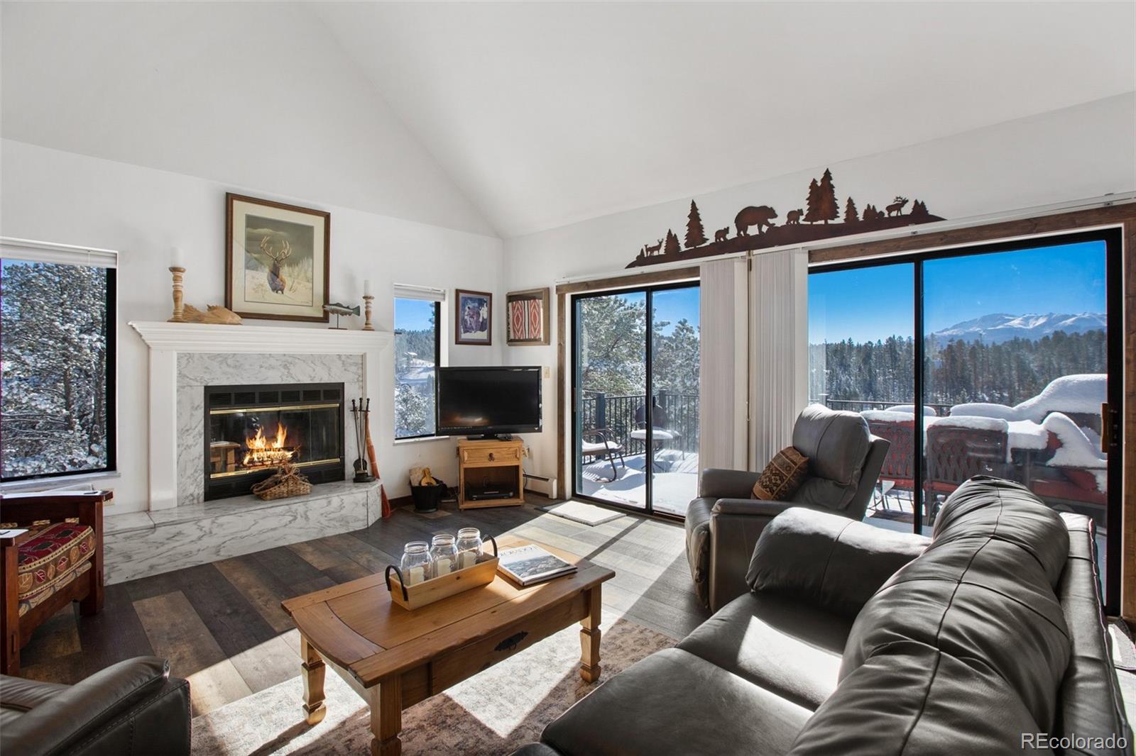 170 Ridge Road Divide, CO 80814 - Photo 10 of 50 a living room with furniture and a fireplace