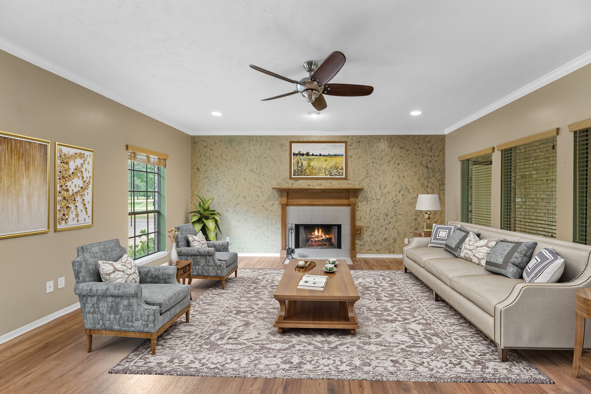17126 County Road 39 Rosharon, TX 77583 - Photo 5 of 47 a living room with furniture and a fireplace