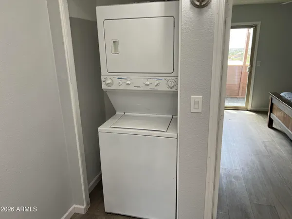 a utility room with dryer and washer