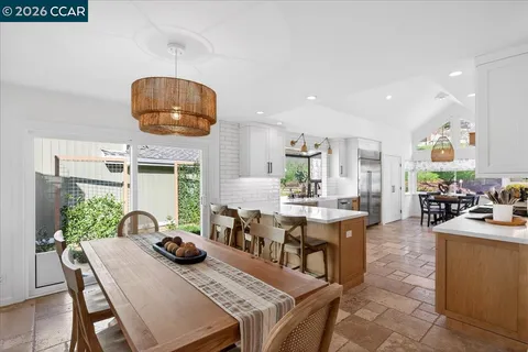 a view of a dining room and livingroom view