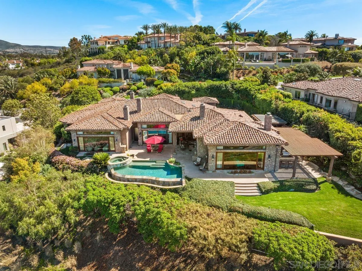 6934 St Andrews Road Rancho Santa Fe, CA 92067 - Photo 46 of 49 an aerial view of residential houses with outdoor space and parking