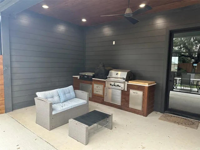 a living room with furniture
