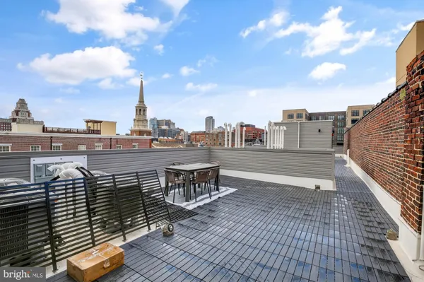 a view of terrace with city view