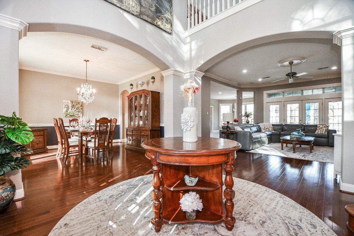 3680 Eula Morgan Road Katy, TX 77493 - Photo 50 of 50 The timeless beauty and benefits of the remarkable open floor plan design concept is never more appreciated than here --- with a gorgeous open view from front entry/foyer, to formal dining, left; and ahead, right to the window lined living/family area.