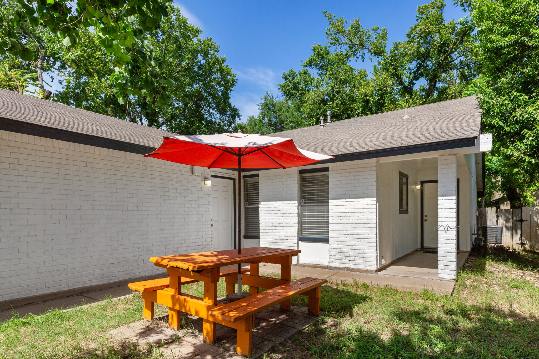 Welcome to 2311 Burleson Rd. B.  Picnic table for your enjoyment