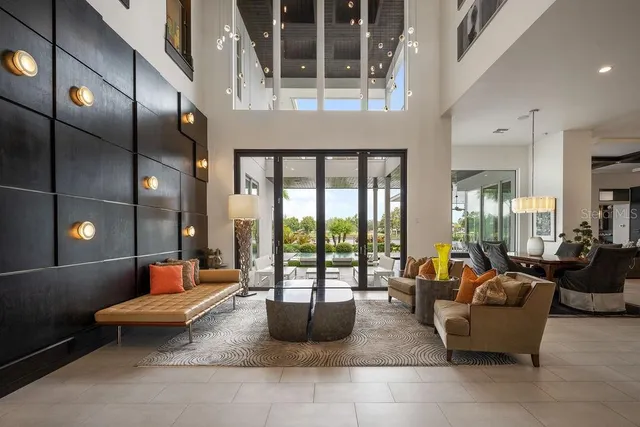 a living room with furniture and a couch