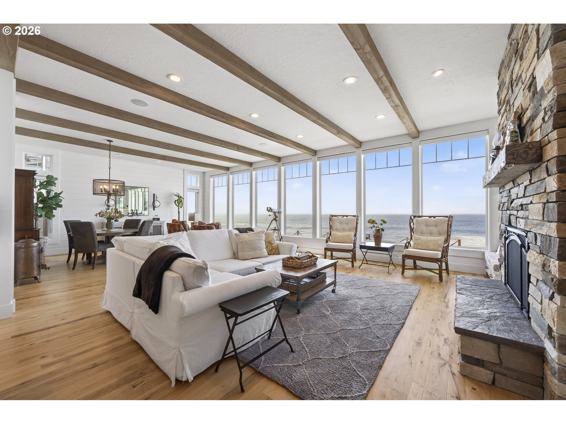 525 Point Avenue Depoe Bay, OR 97341 - Photo 14 of 47 a living room with furniture and a fireplace