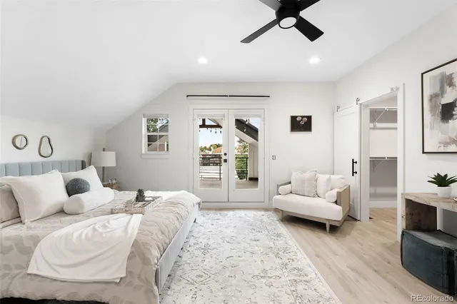 a bedroom with furniture and a bed