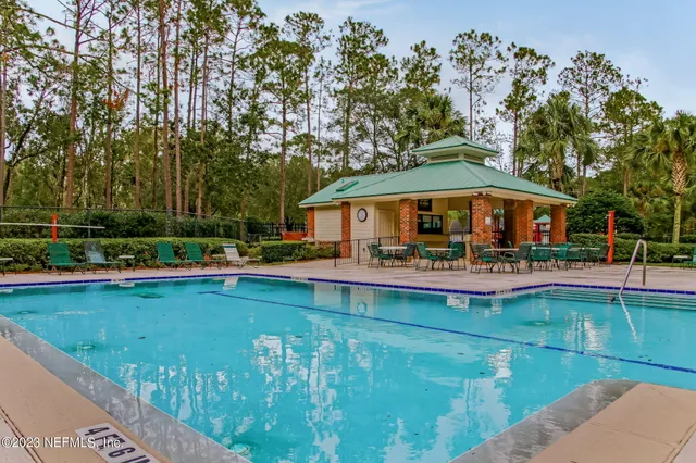 a view of a garden with a lake