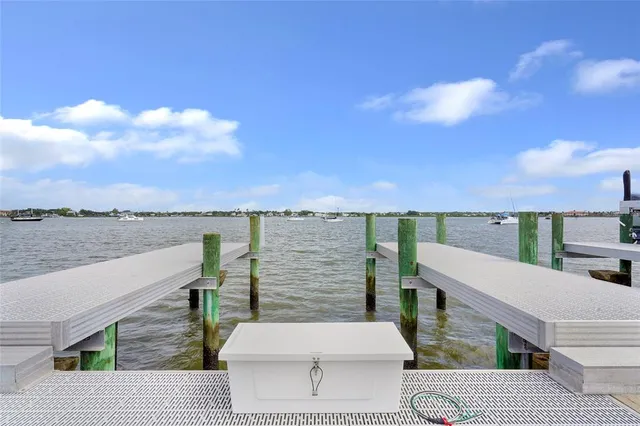 a view of a lake with a terrace