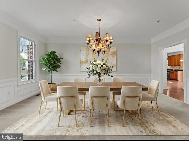 a view of a chandelier in a room