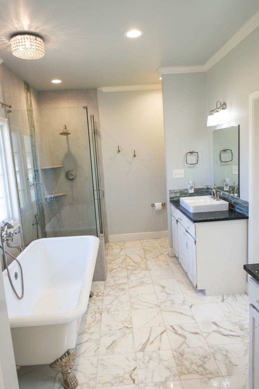 1159 Astral Point Spring Branch, TX 78070 - Photo 6 of 38 a bathroom with a bathtub shower sink and mirror