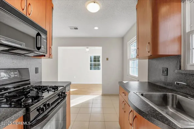 a kitchen with a stove and a sink