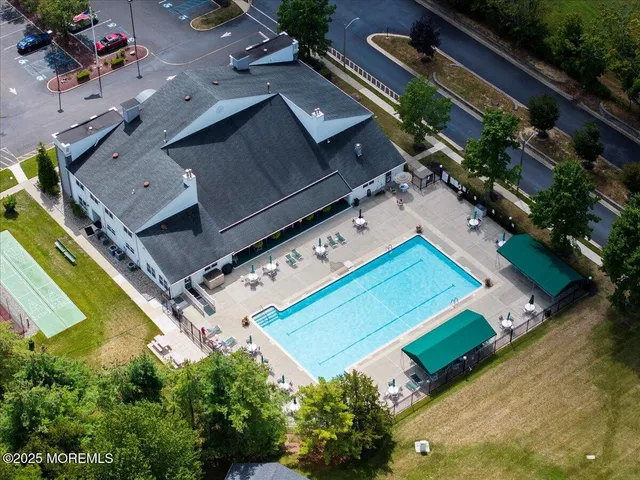 an aerial view of a house