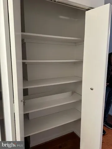 a view of walk in closet with empty racks