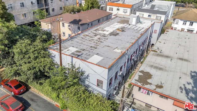 an aerial view of a house