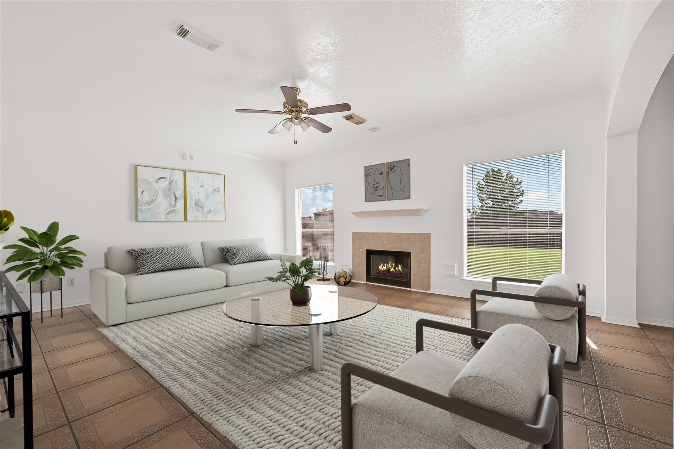 18807 Forest Deer Road Houston, TX 77084 - Photo 27 of 29 a living room with furniture a fireplace and a table