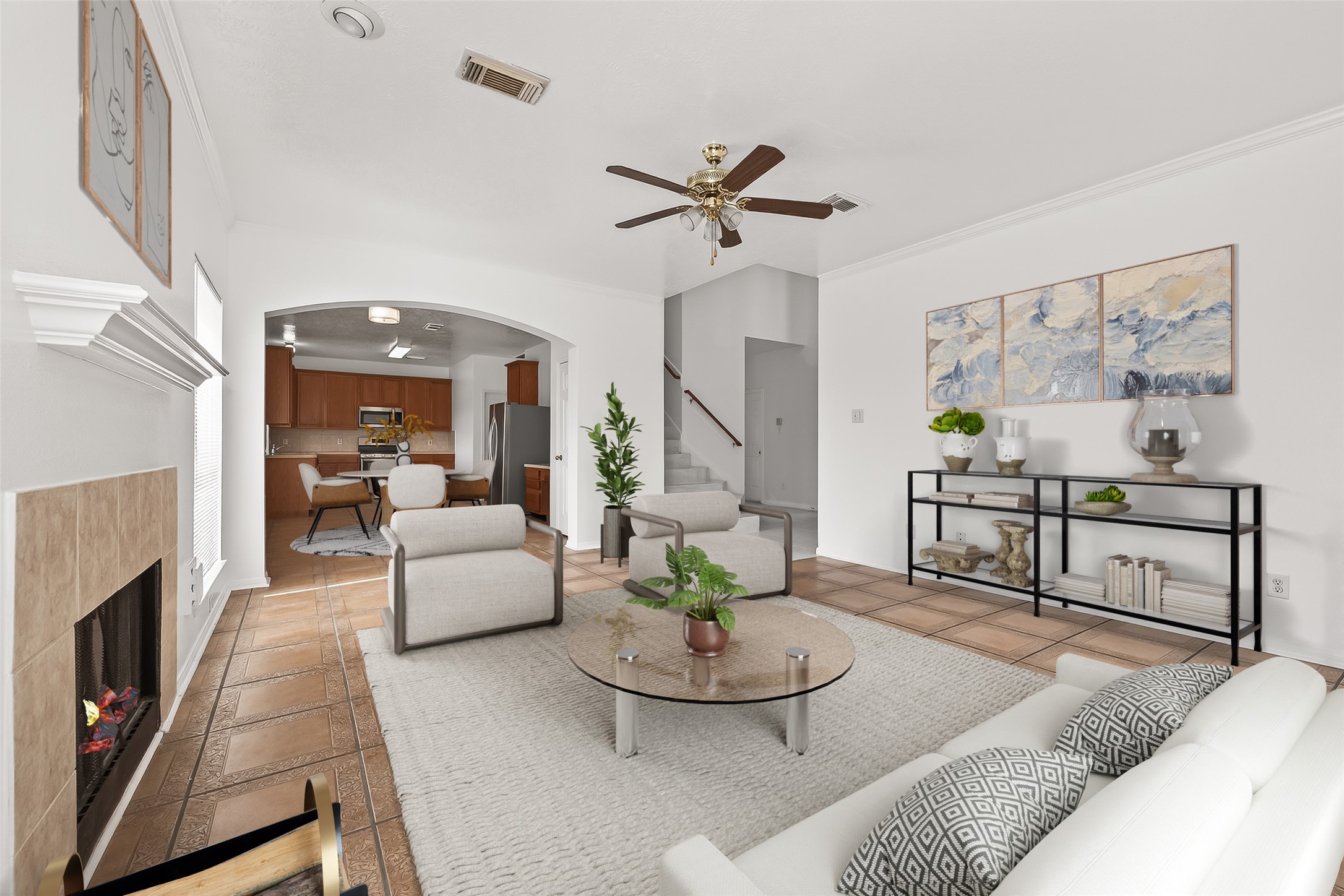 18807 Forest Deer Road Houston, TX 77084 - Photo 29 of 29 a living room with furniture and a fireplace