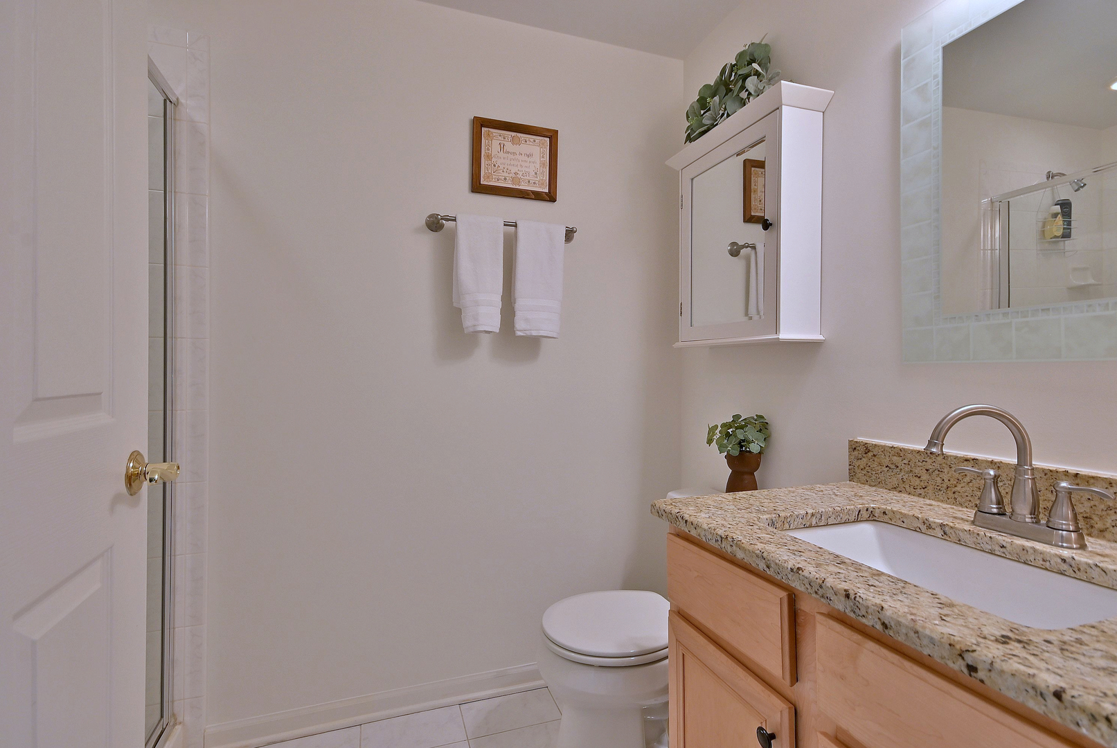 210 North Addison Avenue, Unit 301 Elmhurst, IL 60126 - Photo 24 of 30 a bathroom with a granite countertop sink a toilet and mirror