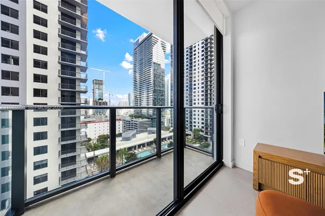 a view of a building from the balcony