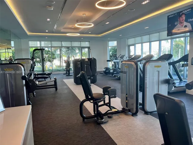 a view of a room with gym equipment