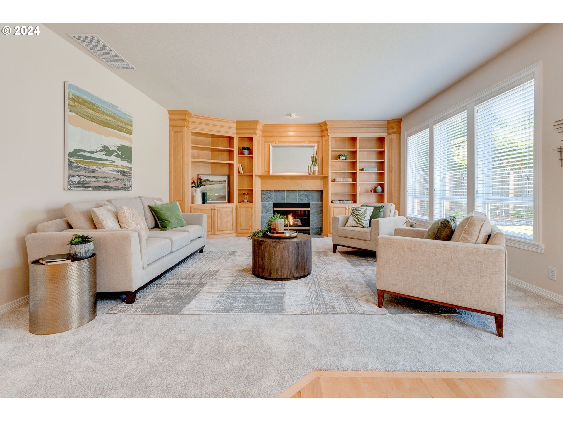 16610 Northwest Mission Oaks Drive Beaverton, OR 97006 - Photo 17 of 37 a living room with furniture and fireplace