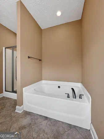 a bathroom with a bathtub
