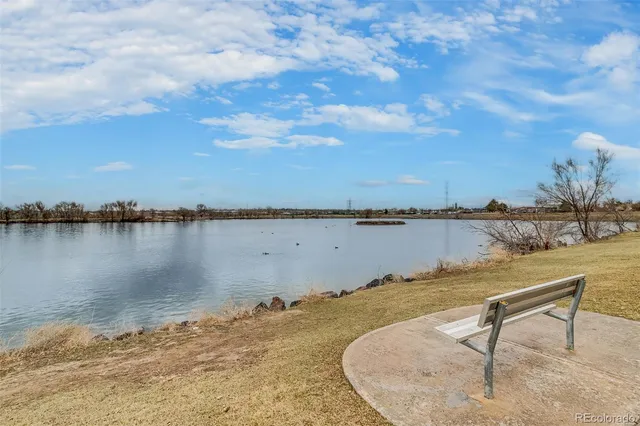 a view of a lake with outdoor space