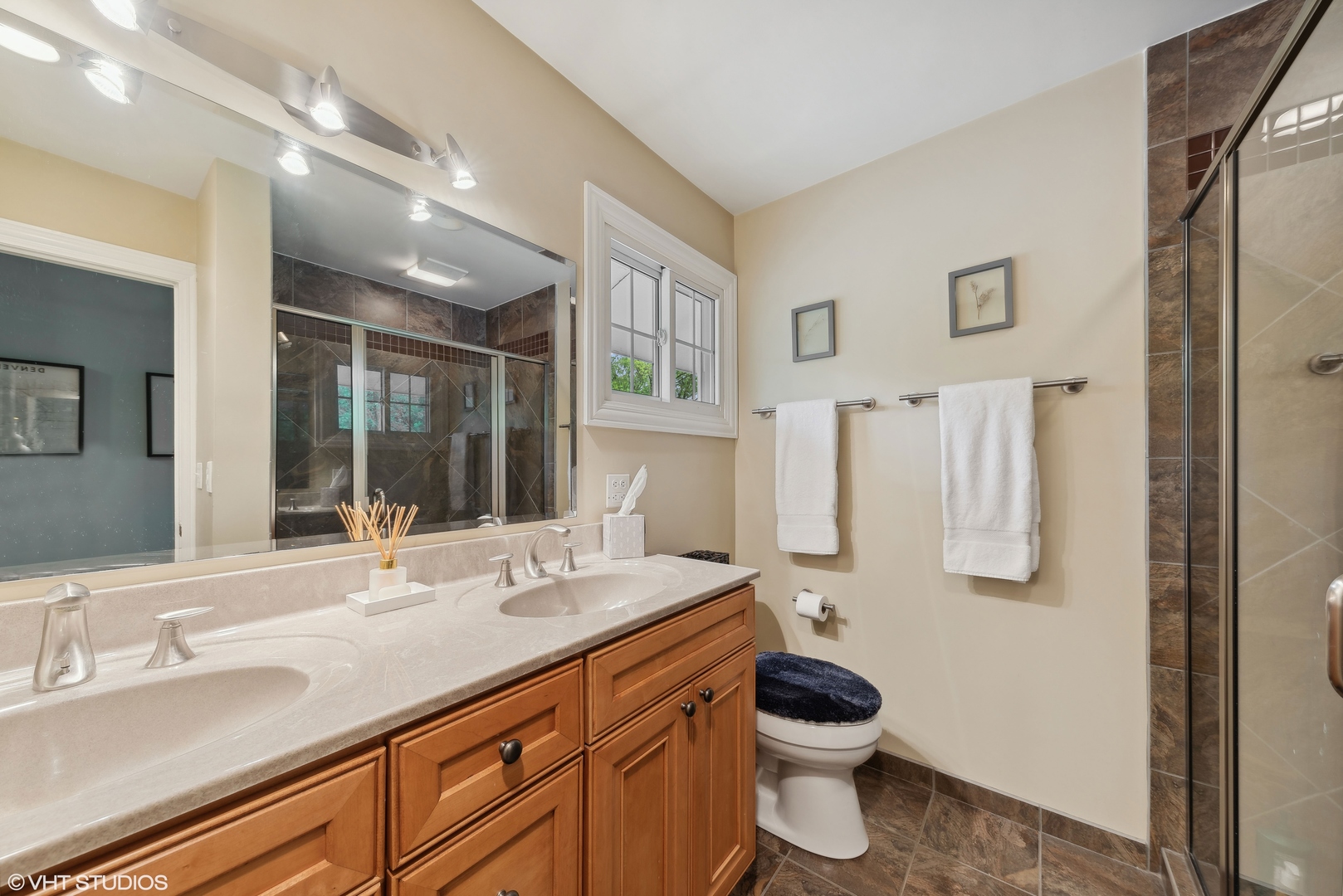 224 Orchard Road North Barrington, IL 60010 - Photo 24 of 34 a bathroom with a granite countertop sink toilet and shower